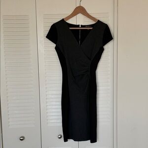Kenneth Cole Black and Gray Midi Dress